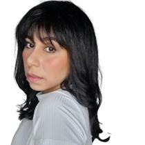 Peruca feminina lisa cabelo humano com franja 45 cm Peruca feminina lisa cabelo humano com franja 45 cm