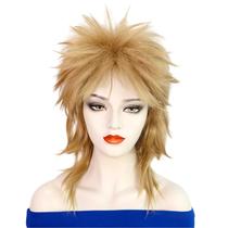 Peruca feminina, loira, tainha, 44 cm, fantasia espetada em camadas, cosplay