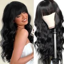 Peruca Feminina Ondulada Com Franja 200% 250% Densidade Cabelo Humano Remy Brasileiro Feita À