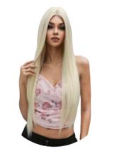 Peruca Fibra Orgânica Lisa Loiro Clarissimo sem franja 70cm Uso diario