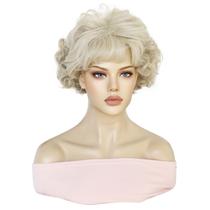 Peruca Fluffy Curly Bob 25 cm curta loira com Air Bangs de 10 polegadas Peruca Fluffy Curly Bob 25 cm curta loira com Air Bangs de 10 polegadas