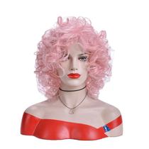 Peruca, fofa, curta, sintética, 38 cm, rosa encaracolada para mulheres
