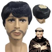 Peruca franciscano padre festa junina topo careca preta