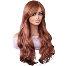 Peruca Franja Lace Wig Ondulada 70cm Bio Fibra Varias Cores
