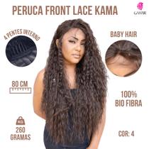 Peruca Front Lace Cacheada 100% Bio Fibra 80Cm - Repartição Livre Acabamento das Gringas+Baby hair