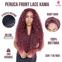 Peruca Front Lace Cacheada 100% Bio Fibra 80Cm - Repartição Livre Acabamento das Gringas+Baby hair