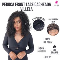 Peruca Front Lace Cacheada 100% Bio Fibra -Villela -Sleek - Acabamento Das Gringa+Baby Hair
