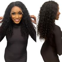 Peruca Front Lace Cacheada Cabelo Humano Natural 100% 60cm