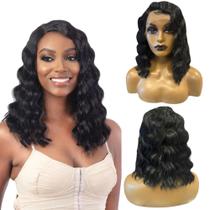 Peruca Front Lace Frisada Ondulada Curta Baby Hair Orgânica