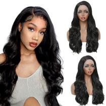 Peruca Front Lace Hd Ondulada Fibra Futura Premium + Wig Cap