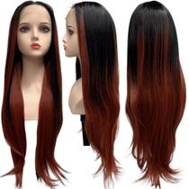 Peruca front lace HD orgânica preto ombre hair ruivo L2/301 Peruca front lace HD orgânica preto ombre hair ruivo L2/301