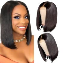 Peruca Front Lace Lisa 40cm Curta Aplique Fibra Orgânica