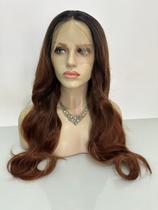 Peruca front lace ombre baby hair preta castanho claro 13x4