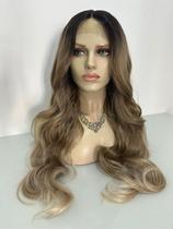 Peruca front lace ombre hair ondulada preto para loiro