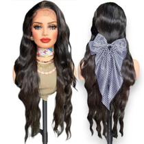 Peruca Front Lace Repartição livre 13x2 Preta com Mechas + Escova Peruca Front Lace Repartição livre 13x2 Preta com Mechas + Escova