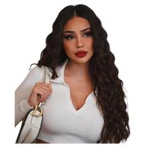 Peruca front lace Wig preta 80 cm repartição livre