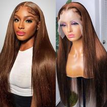 Peruca frontal de renda AUOU Chocolate Brown 76cm Cabelo humano Peruca frontal de renda AUOU Chocolate Brown 76cm Cabelo humano
