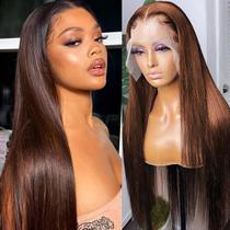 Peruca frontal de renda AUOU Chocolate Brown Straight 13x6 HD 22in Peruca frontal de renda AUOU Chocolate Brown Straight 13x6 HD 22in