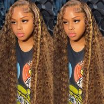 Peruca frontal de renda bangjazz Highlight Ombre Deep Wave 180% de densidade Peruca frontal de renda bangjazz Highlight Ombre Deep Wave 180% de densidade