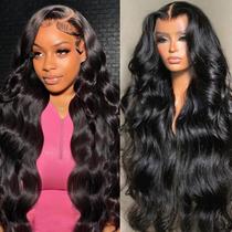 Peruca frontal de renda BMNH Body Wave 200% de densidade 28" de cabelo humano