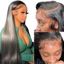 Peruca frontal de renda BungiOl Straight Human Hair 13x4 180% de densidade