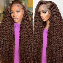 Peruca frontal de renda DaXundi Chocolate Brown Deep Wave 30in Peruca frontal de renda DaXundi Chocolate Brown Deep Wave 30in