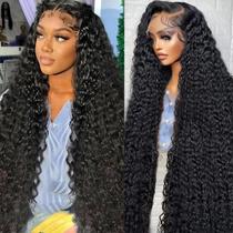 Peruca Frontal de Renda Deep Wave Nsvnsv - 30" 13x6 HD com 180% de Densidade