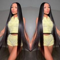 Peruca frontal de renda DULOVE 81 cm Cabelo humano 200 Densidade Natural