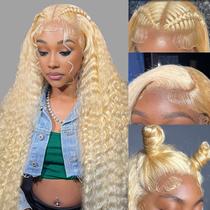 Peruca frontal de renda ELISHEVA 613 Human Hair Deep Wave 70cm