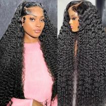Peruca Frontal de Renda GARAXIS Deep Wave 76cm - 250% de Densidade HD Lace