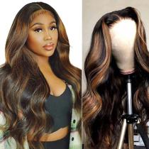 Peruca frontal de renda Glegov Ombre Highlight 13x6 Body Wave 75cm