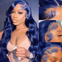 Peruca frontal de renda Guebb Blue Body Wave Human Hair 13x4 HD