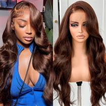 Peruca frontal de renda JINNOO Chocolate Brown Human Hair 200 Density Peruca frontal de renda JINNOO Chocolate Brown Human Hair 200 Density