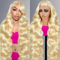 Peruca frontal de renda Kassamo 613 Cabelo humano 250 Density Blonde 76cm