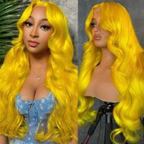Peruca frontal de renda Kassamo Yellow Human Hair 250 Density 60cm
