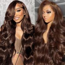 Peruca frontal de renda KEKEYY Chocolate Brown Body Wave 70cm