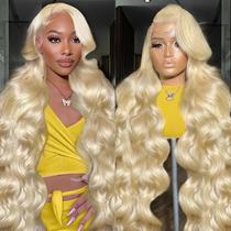 Peruca frontal de renda Koiaskral 30 polegadas 613 Blonde Body Wave
