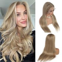 Peruca frontal de renda Licoville 18 polegadas Ombre Ash Blonde Human Hair