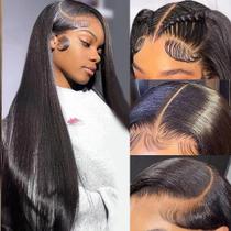 Peruca frontal de renda MUNONG Straight 100% cabelo humano 28" para mulheres