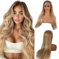 Peruca frontal de renda Munx Ash Blonde 40cm Cabelo humano 180% de densidade