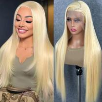 Peruca frontal de renda para cabelo humano loiro de 24 polegadas 613