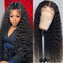 Peruca frontal de renda Pinketer Deep Wave 100% cabelo humano 24"