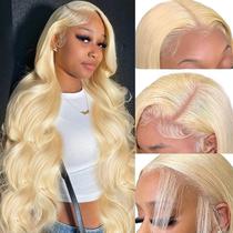 Peruca frontal de renda PUHPUH 30 polegadas 613 Body Wave Blonde Human Hair