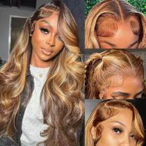 Peruca frontal de renda QUANDIAN Body Wave 20 polegadas 180% de densidade