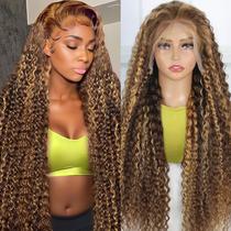 Peruca frontal de renda Silinli Highlight Ombre Deep Wave 22"