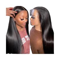 Peruca Frontal de Renda Sintética 13x4 - Cabelo Liso Castanho Louro - 24 Polegadas