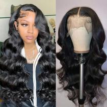 Peruca frontal de renda sintética Amarlis Glueless HD Lace 26" preta