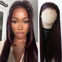 Peruca frontal de renda sintética BTWTRY 99J Burgundy Long Straight