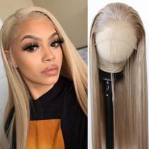 Peruca frontal de renda sintética BTWTRY Honey Blonde Long Straight