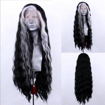 Peruca frontal de renda sintética ELESTY Highlights Long Curly 60cm